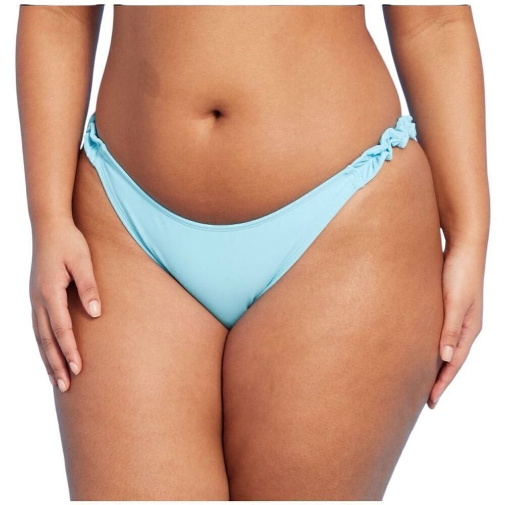 NEW Wild Fable‎ Ruffle Strap High Leg Cheeky Light Blue Bikini Bottom XL